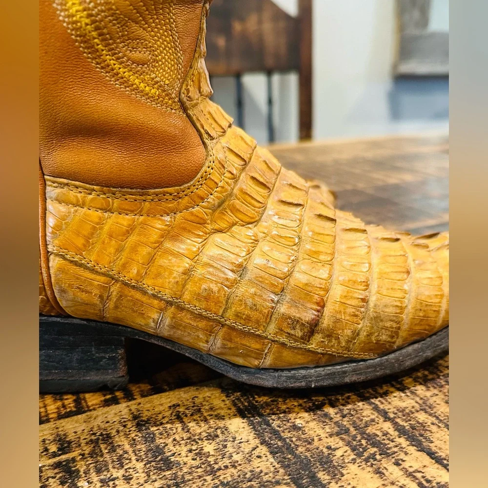VINTAGE CUADRA MEXICO GATOR WESTERN BOOT MEN OR WOMEN!! Men size 7.5 women 8.5/9 - Picture 12 of 14
